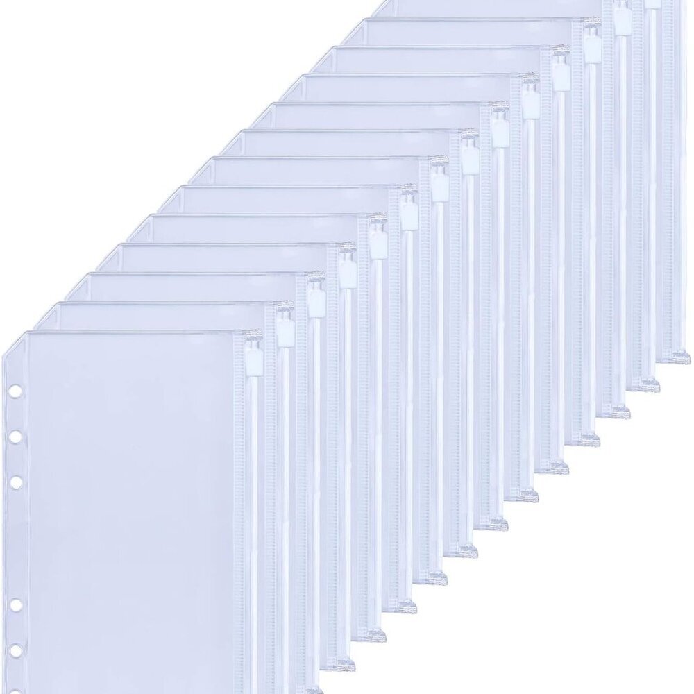 15PCS A6 Binder Pockets 6-Hole Budget Envelopes Planner Inserts for A6 6-Ring Bi